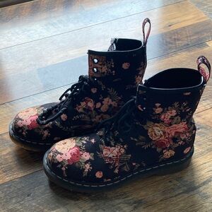 Dr. Martens Black Floral Combat Boots
